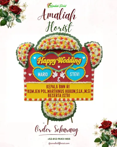 Karangan Papan Bunga Pernikahan di Sokanandi